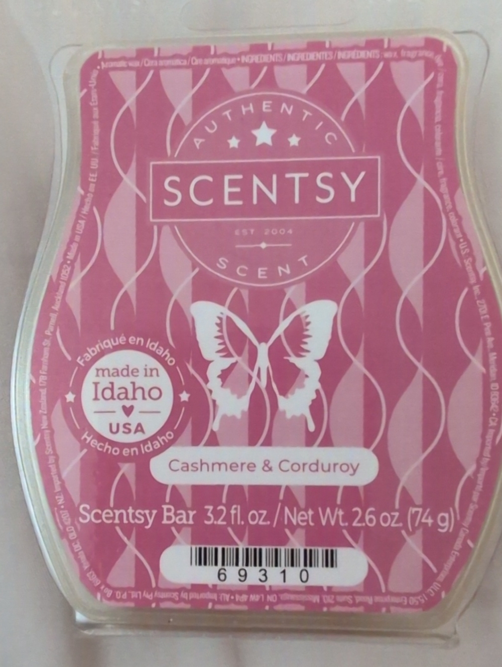 Cashmere & Corduroy Wax Bar - Pink Packaging